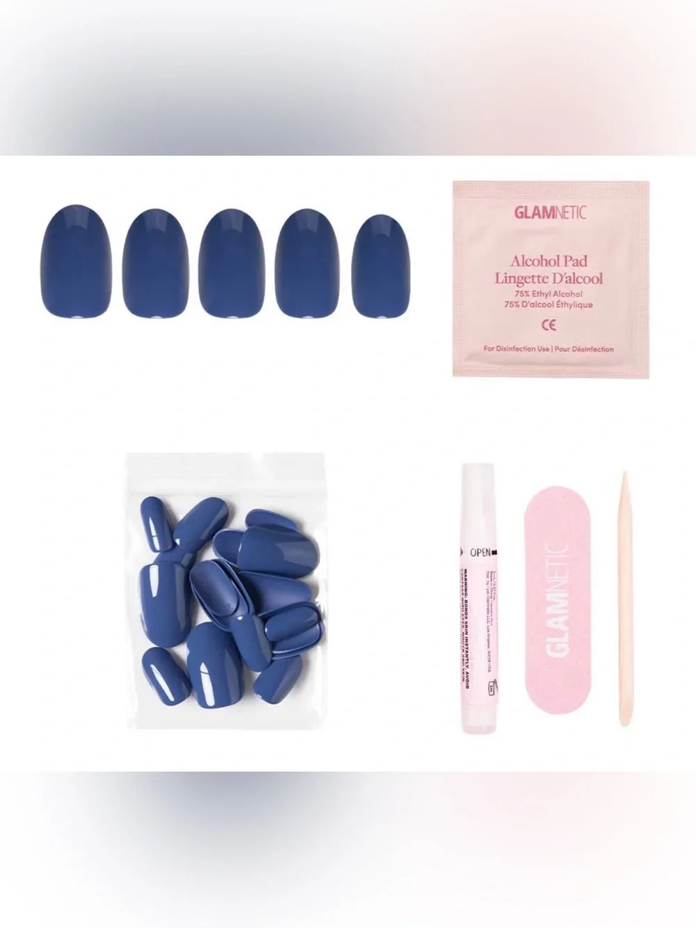 Glamnetic Short Round Regal Blue Glue On Nails